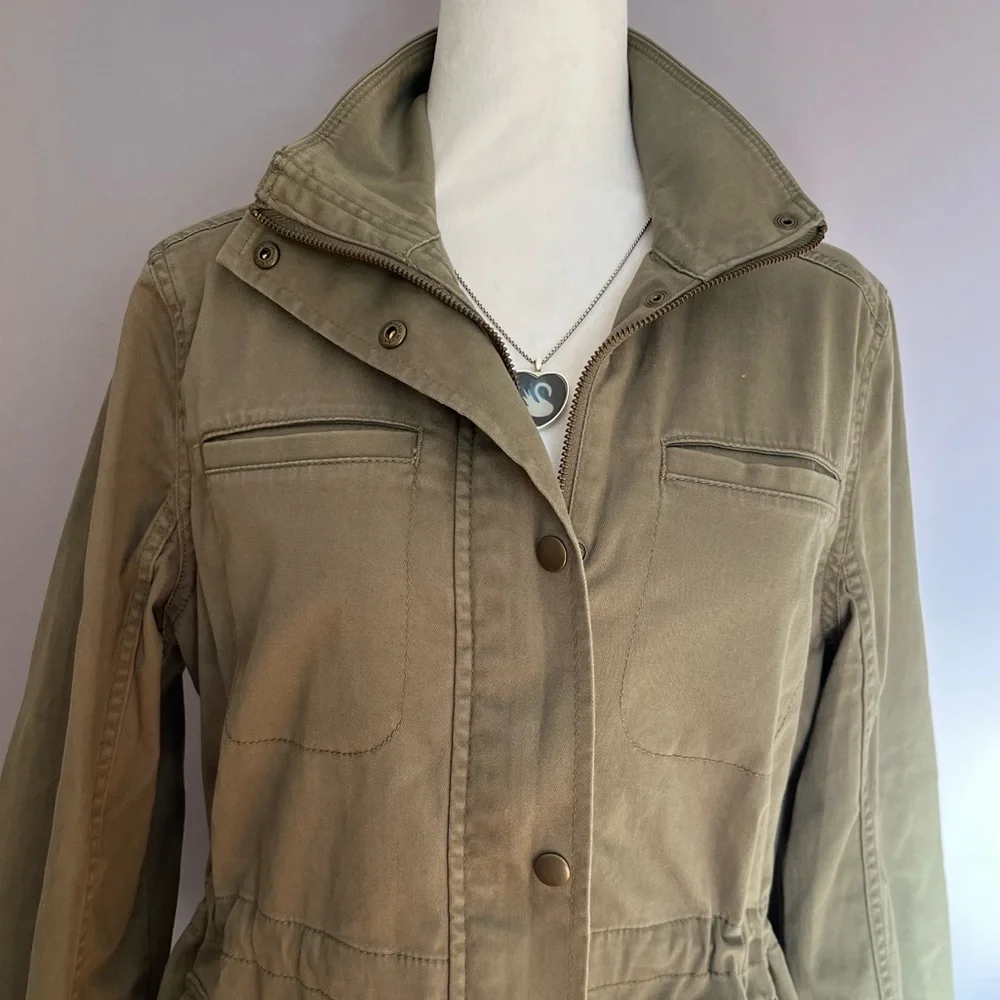 L.L. Bean Classic Utility Jacket Coat Olive Army Green Women's Small Petite - Picture 4 of 13